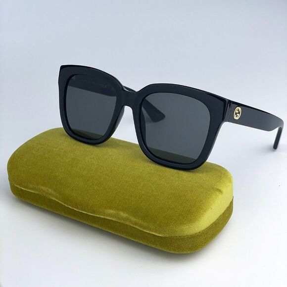 NEW Gucci GG1338S 001 Black Green Grey Square Women Sunglasses